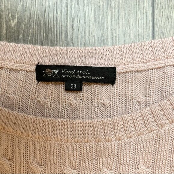 23 Vingt Trois Arrondissements Cable Knit Sweater Lightweight Pink Size 38 - Picture 11 of 13